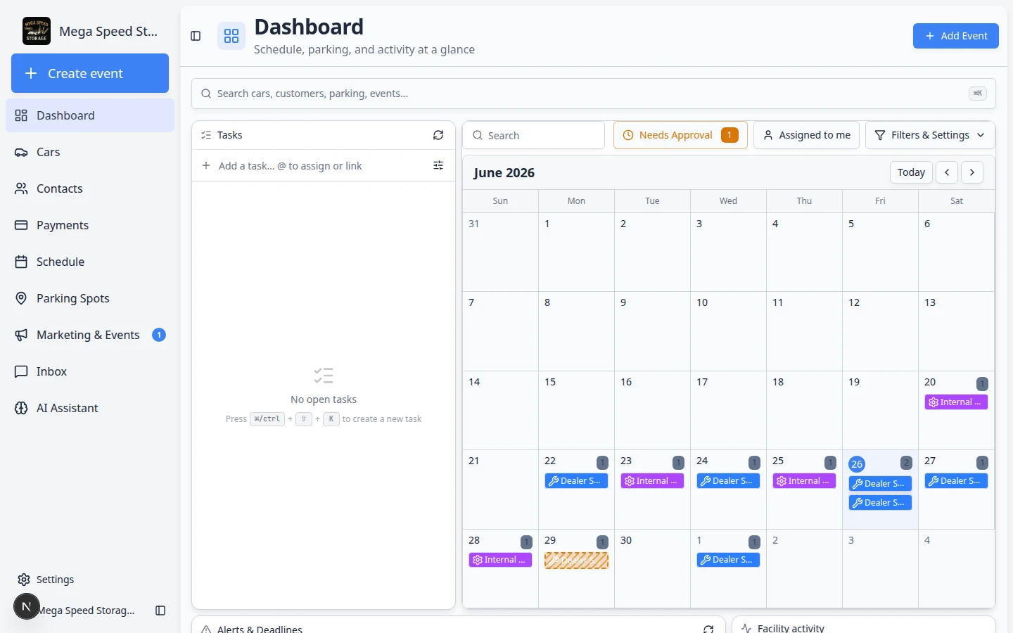 Dashboard page after saving a layout showing populated widgets and no edit controls visible