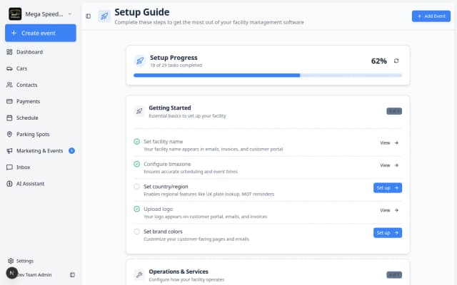Dashboard sidebar with Setup Guide menu item visible among other navigation links
