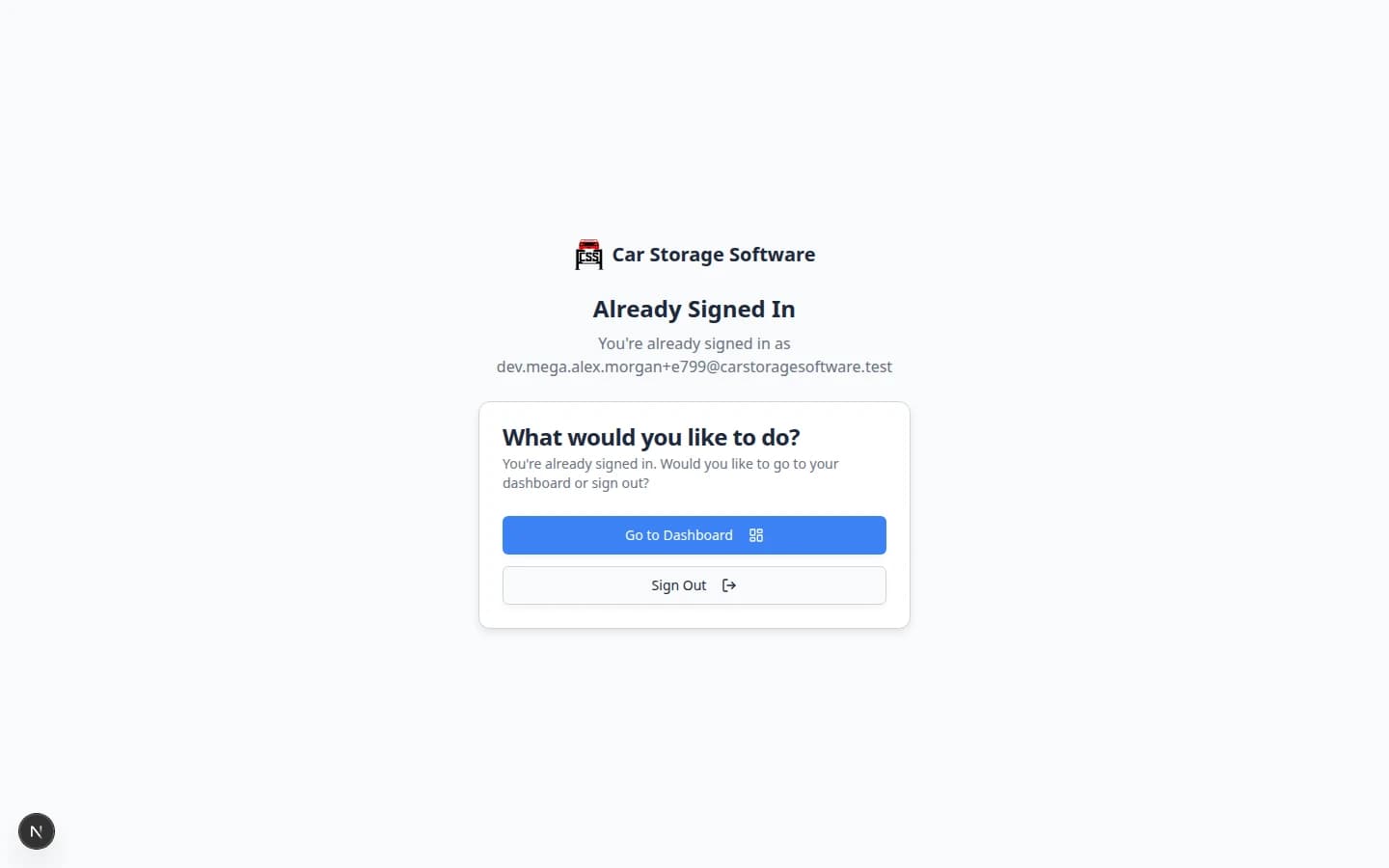 Customer sign-in page showing email field and Send sign-in link button branded for the facility
