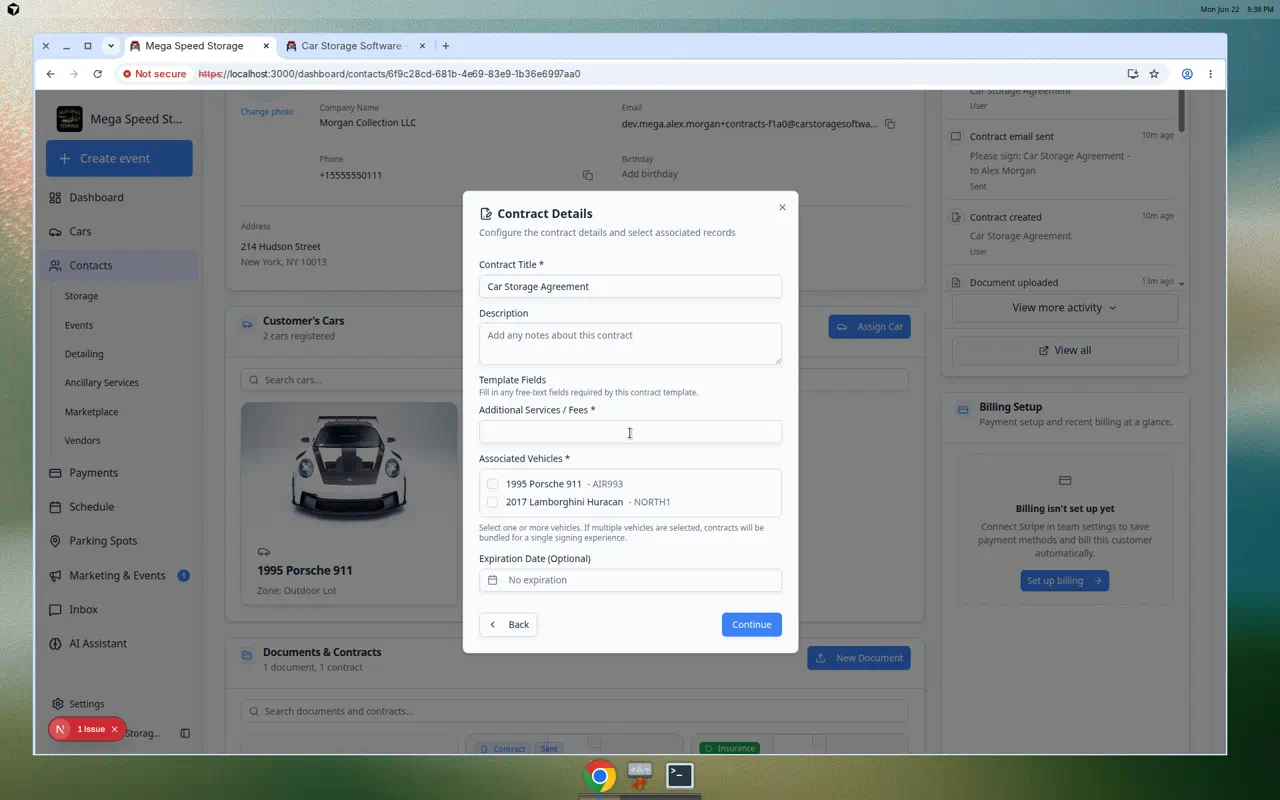 Fields step checklist with multiple vehicles selected for a bundled contract