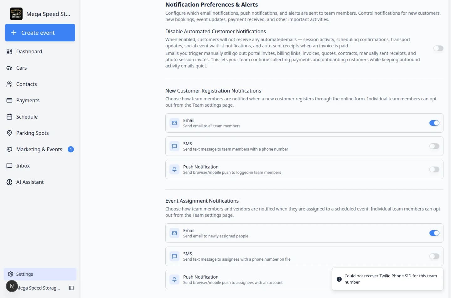 Communications settings focused on Notification Preferences and Alerts