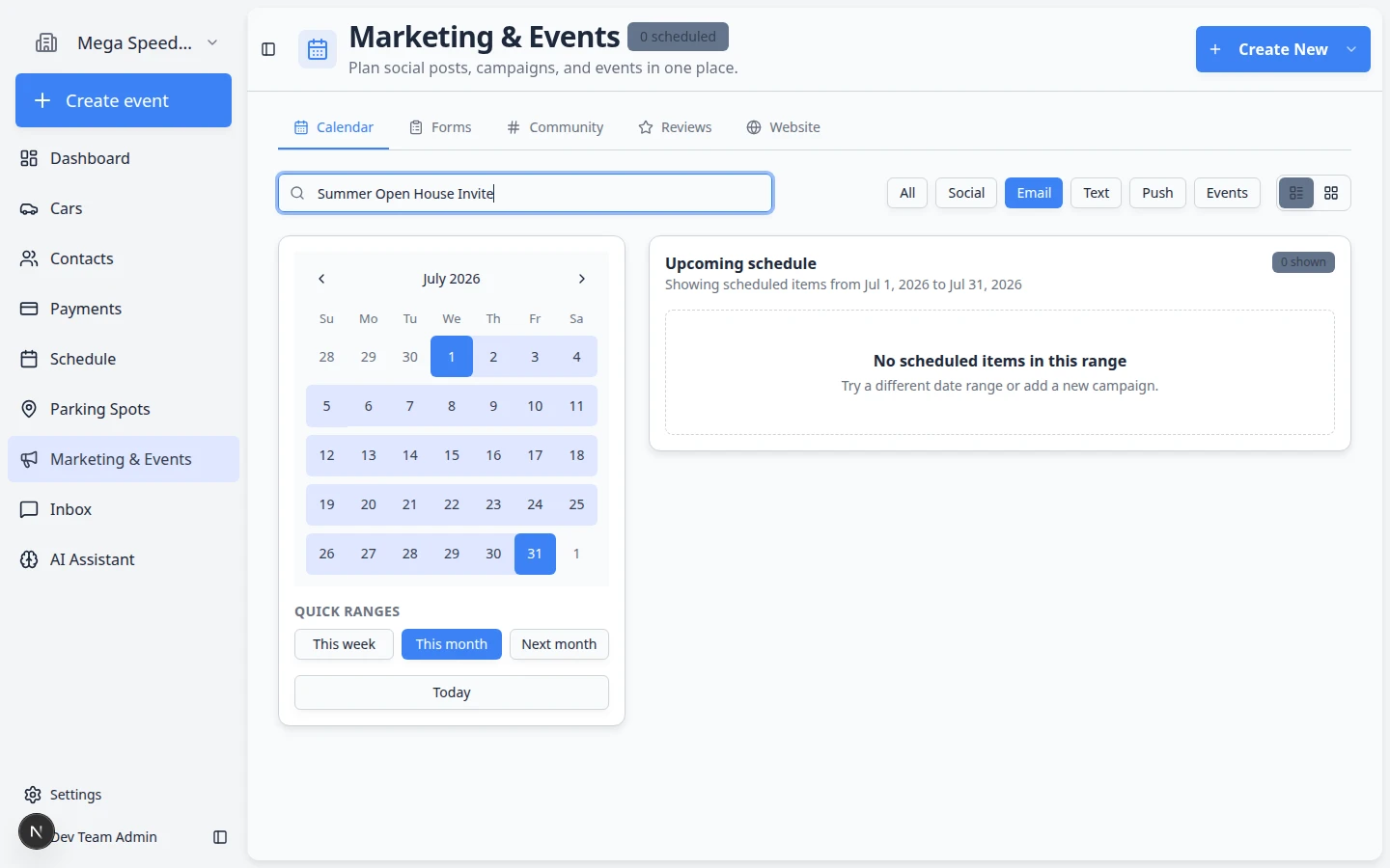 Campaign audience section listing customers selected to receive the message