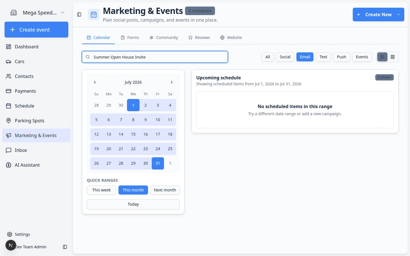Edit Email screen with subject line and email body editor for a draft campaign