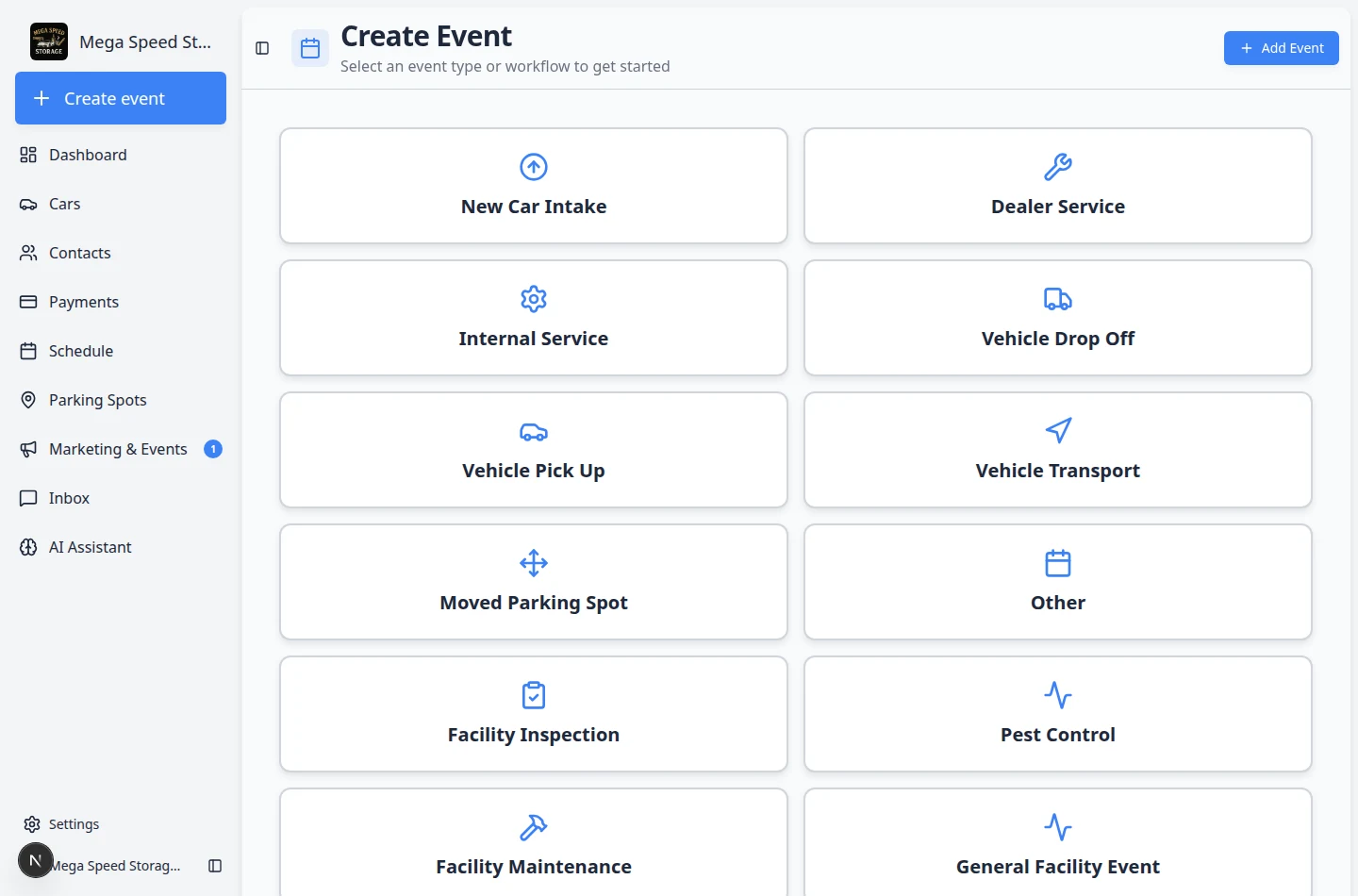 Edit event form showing When section with date, time, duration, assignee, and notes fields
