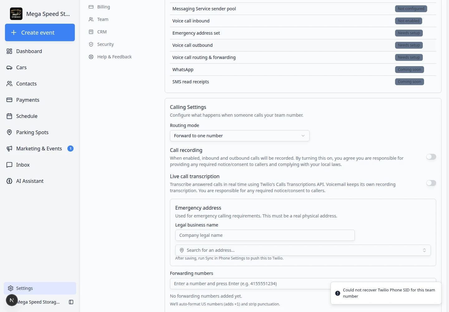 Communications settings page scrolled to Email Domain and Deliverability Settings